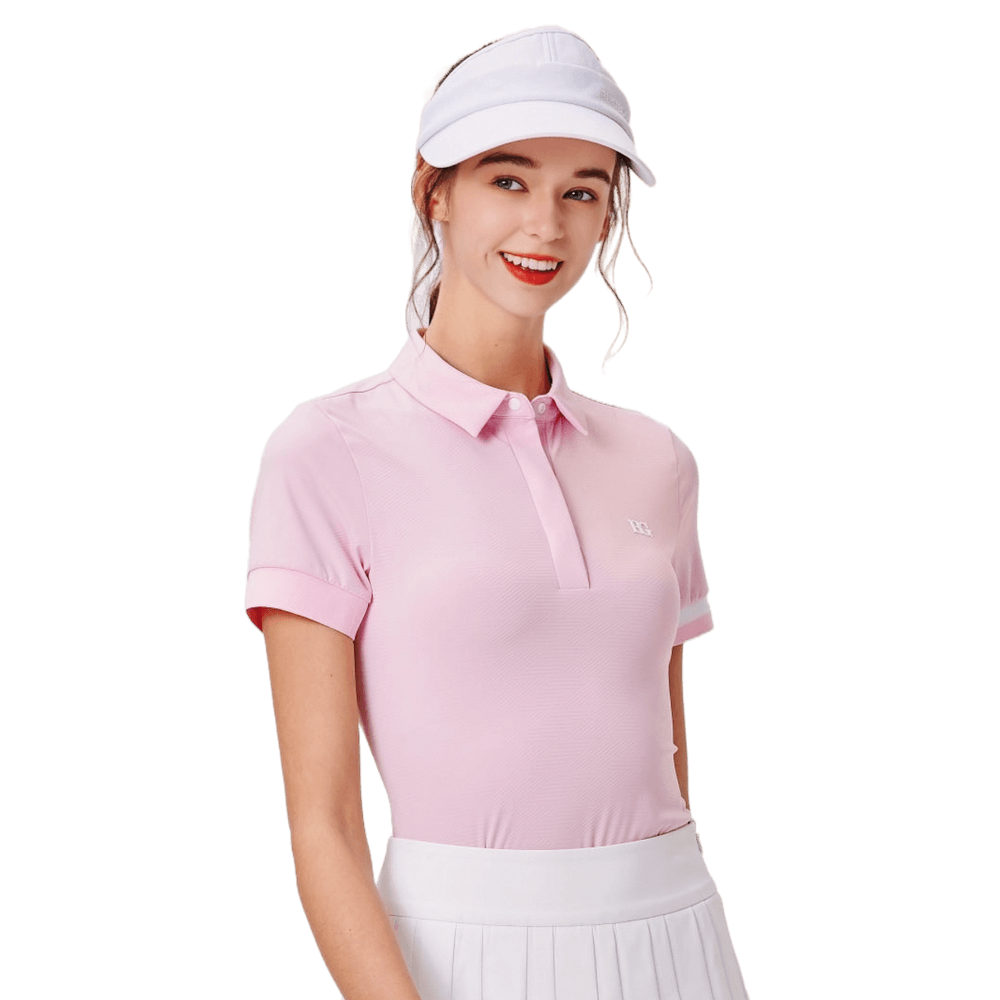 BLKTEE女翻領冰感短袖(粉紅)