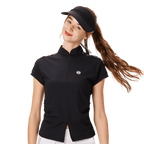 BLKTEE女對開襟造型短袖(黑色)