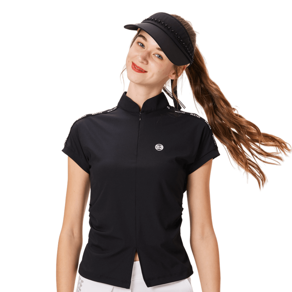 BLKTEE女對開襟造型短袖(黑色)