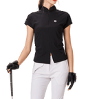 BLKTEE女對開襟造型短袖(黑色)