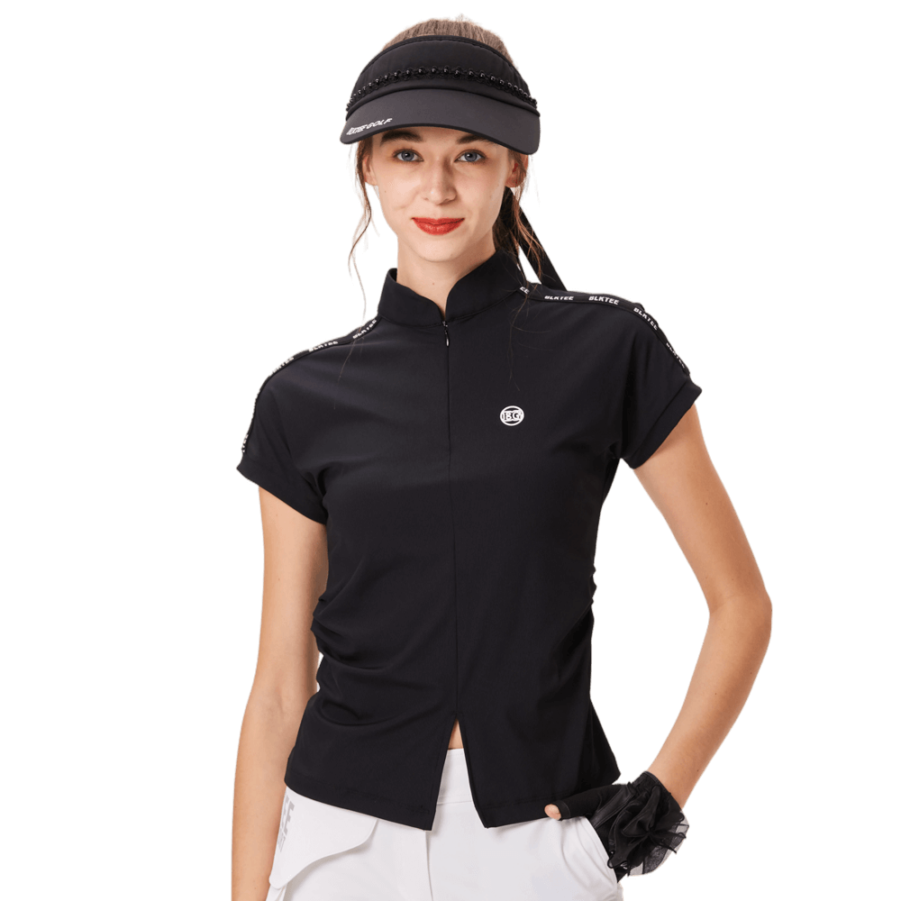 BLKTEE女對開襟造型短袖(黑色)