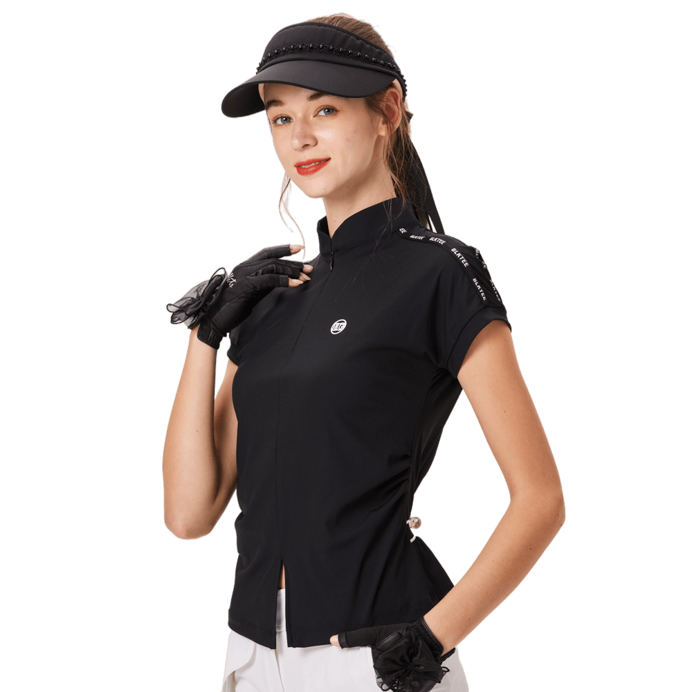 BLKTEE女對開襟造型短袖(黑色)