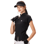 BLKTEE女對開襟造型短袖(黑色)