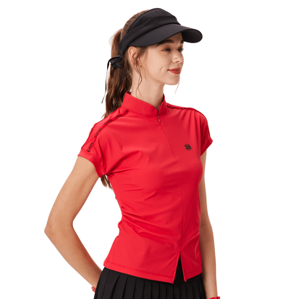 BLKTEE女對開襟造型短袖(紅色)