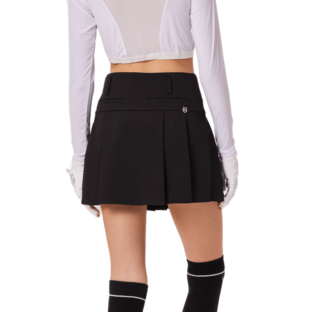 BLKTEE高腰百褶短裙(黑色)