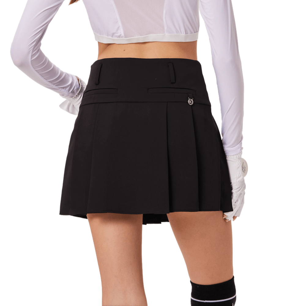 BLKTEE高腰百褶短裙(黑色)