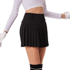 BLKTEE高腰百褶短裙(黑色)