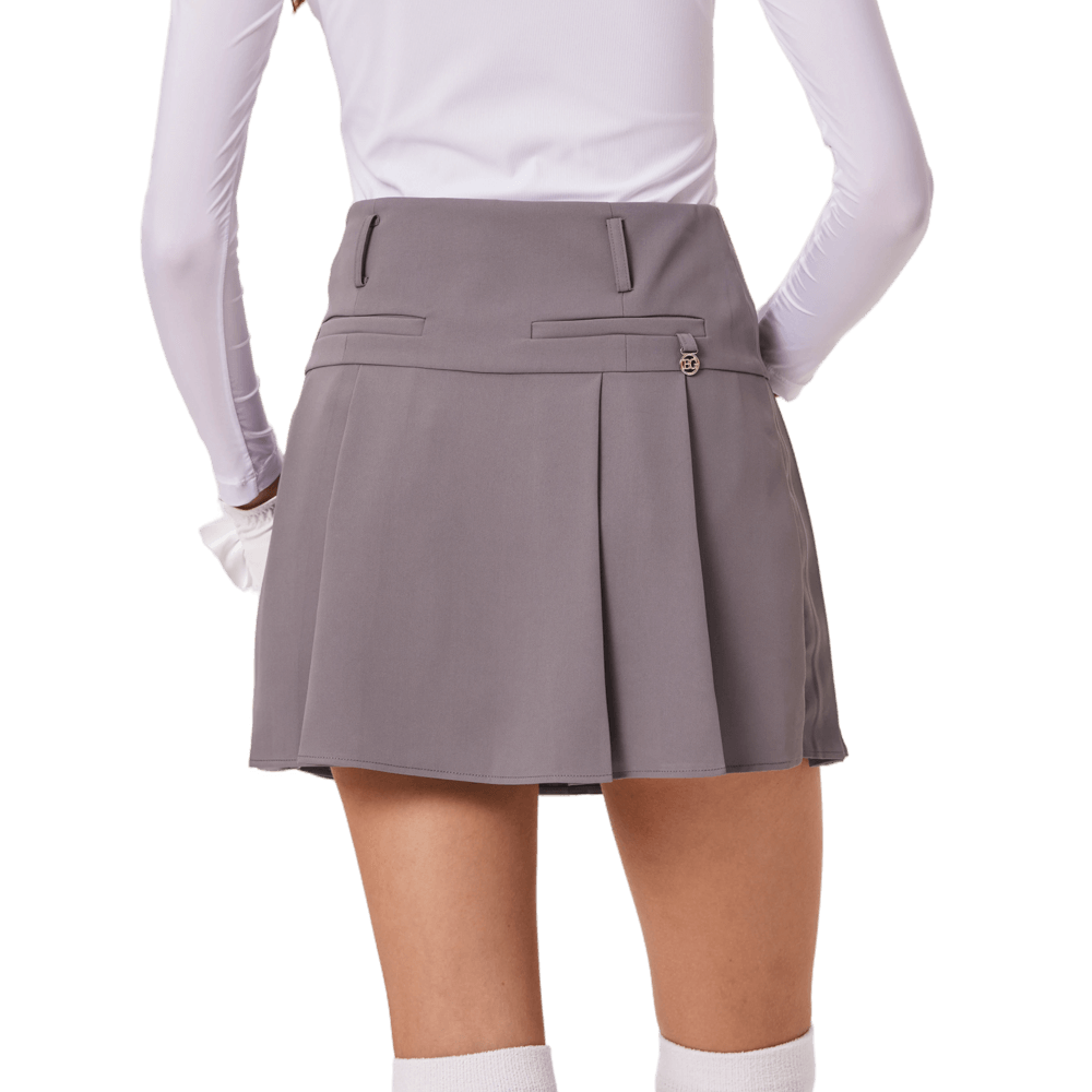 BLKTEE高腰百褶短裙(灰色)