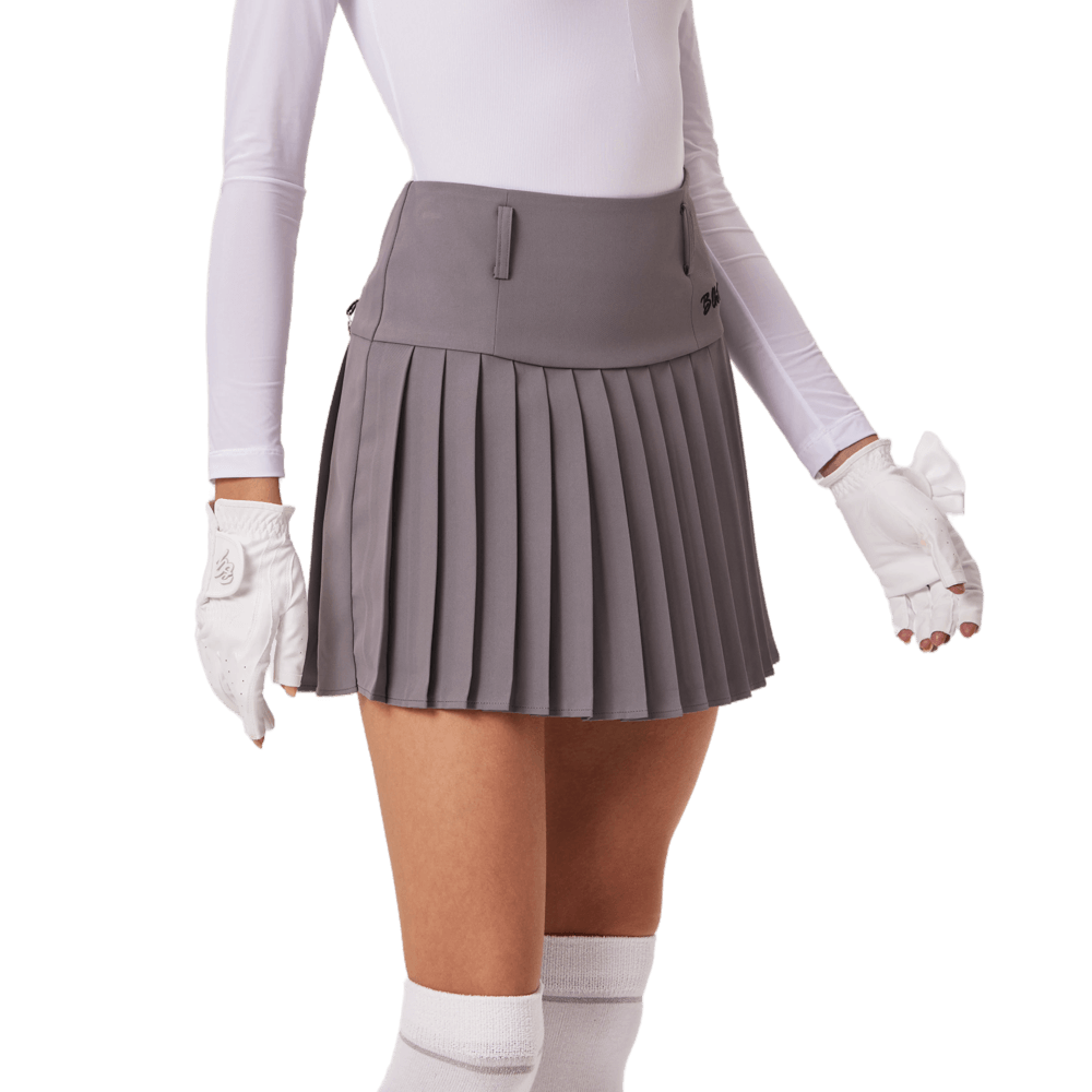 BLKTEE高腰百褶短裙(灰色)