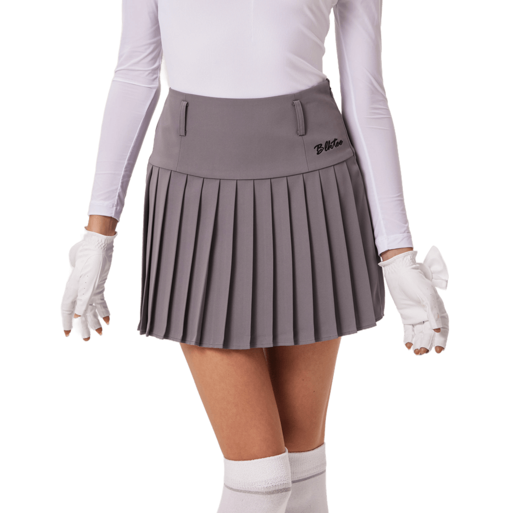 BLKTEE高腰百褶短裙(灰色)