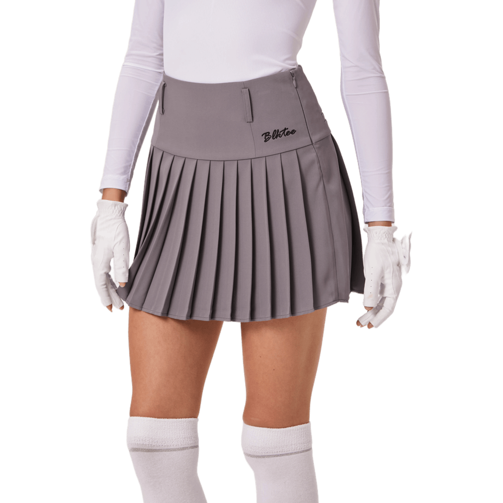 BLKTEE高腰百褶短裙(灰色)