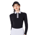 BLKTEE女拉鍊領學院風高爾夫長袖(黑色)