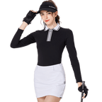 BLKTEE女拉鍊領學院風高爾夫長袖(黑色)