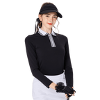 BLKTEE女拉鍊領學院風高爾夫長袖(黑色)