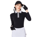 BLKTEE女拉鍊領學院風高爾夫長袖(黑色)