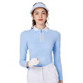 BLKTEE女拉鍊領學院風高爾夫長袖(淺藍)