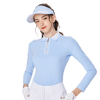 BLKTEE女拉鍊領學院風高爾夫長袖(淺藍)