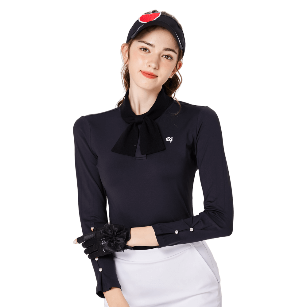 BLKTEE女領結小香風高爾夫長袖(黑色)