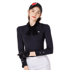 BLKTEE女領結小香風高爾夫長袖(黑色)