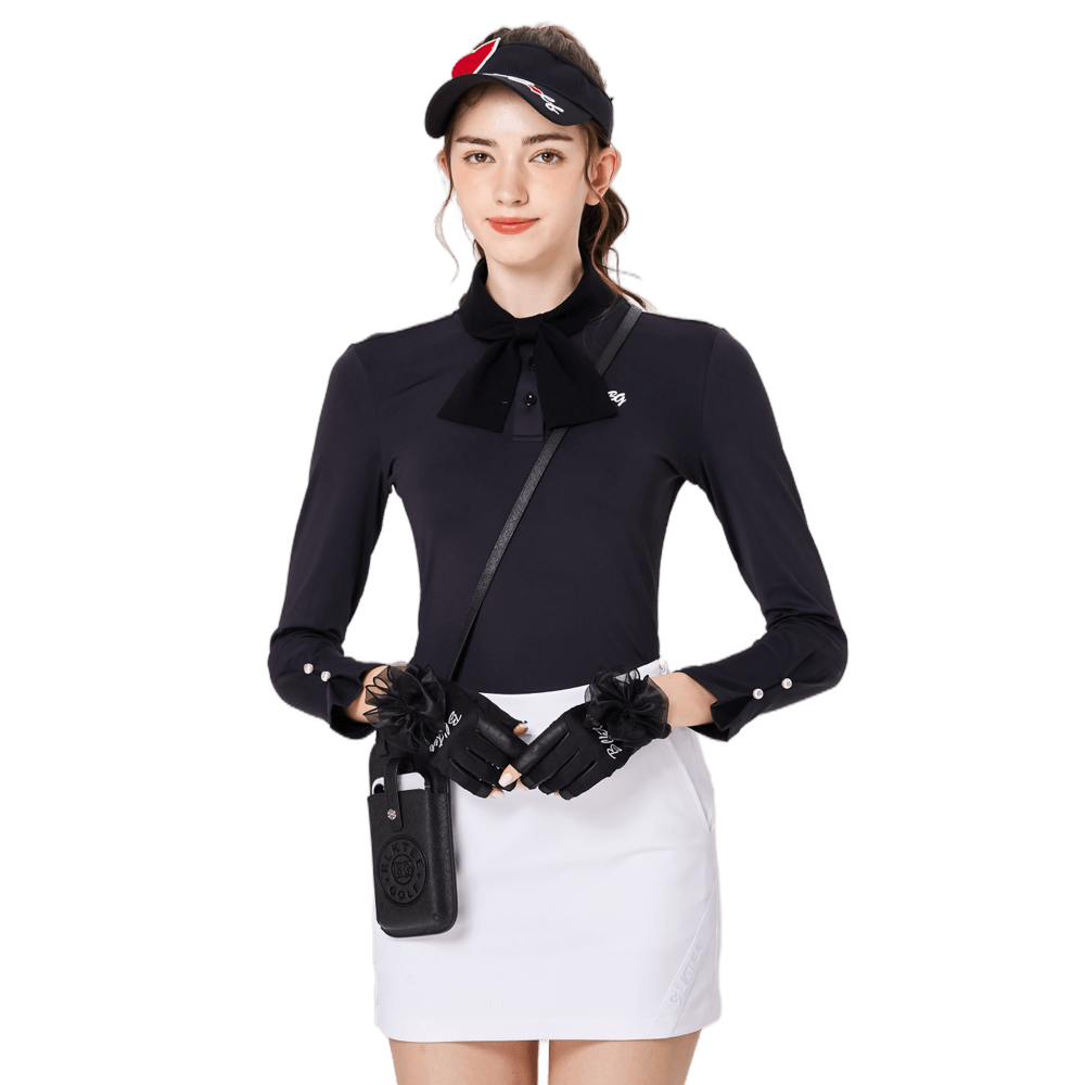 BLKTEE女領結小香風高爾夫長袖(黑色)