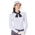 BLKTEE女領結小香風高爾夫長袖(白色)