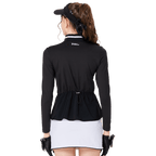 BLKTEE女立領翻領兩用高爾夫長袖(黑色)
