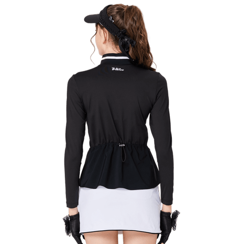 BLKTEE女立領翻領兩用高爾夫長袖(黑色)
