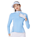 BLKTEE女立領翻領兩用高爾夫長袖(淺藍)