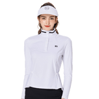 BLKTEE女立領翻領兩用高爾夫長袖(白色)