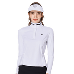 Women's stand-up collar/turn-down collar convertible golf long-sleeved top (white)