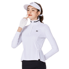 BLKTEE女立領翻領兩用高爾夫長袖(白色)