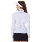 Women's stand-up collar/turn-down collar convertible golf long-sleeved top (white)