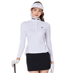 Women's stand-up collar/turn-down collar convertible golf long-sleeved top (white)