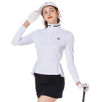 BLKTEE女立領翻領兩用高爾夫長袖(白色)