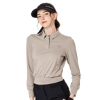 BLKTEE女精品收腰高爾夫長袖(杏色)