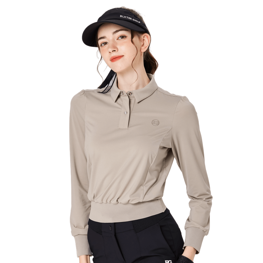 BLKTEE女精品收腰高爾夫長袖(杏色)