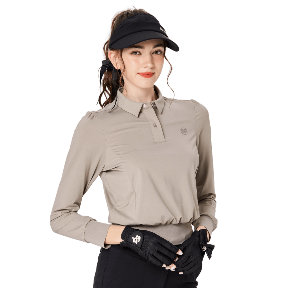 BLKTEE女精品收腰高爾夫長袖(杏色)