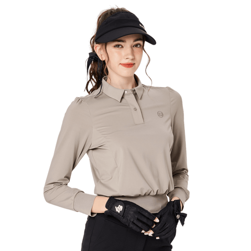 BLKTEE女精品收腰高爾夫長袖(杏色)