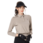 女精品收腰高爾夫長袖(杏色)