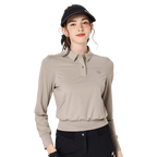 BLKTEE女精品收腰高爾夫長袖(杏色)