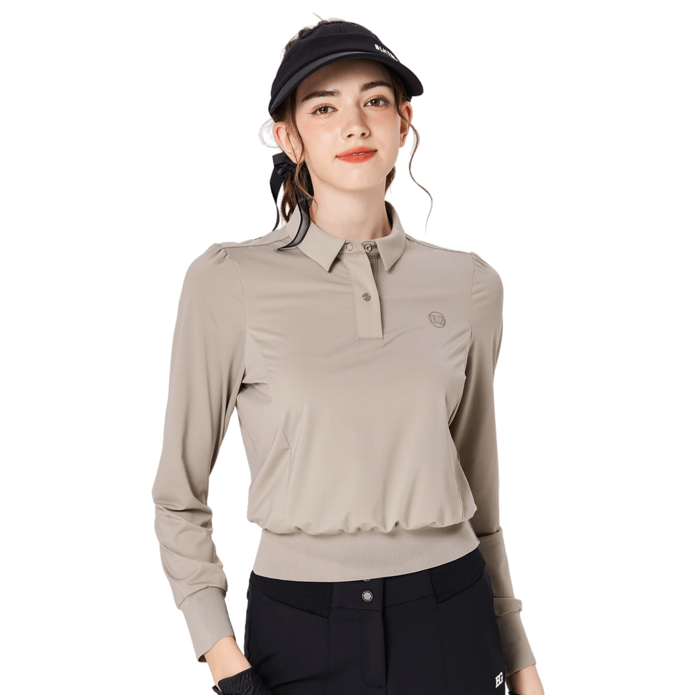 BLKTEE女精品收腰高爾夫長袖(杏色)