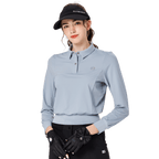 BLKTEE女精品收腰高爾夫長袖(霧霾藍)