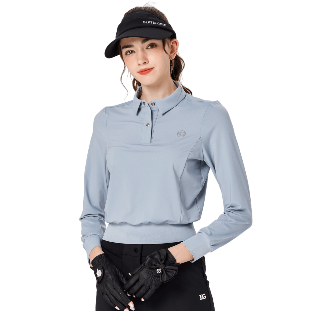 BLKTEE女精品收腰高爾夫長袖(霧霾藍)