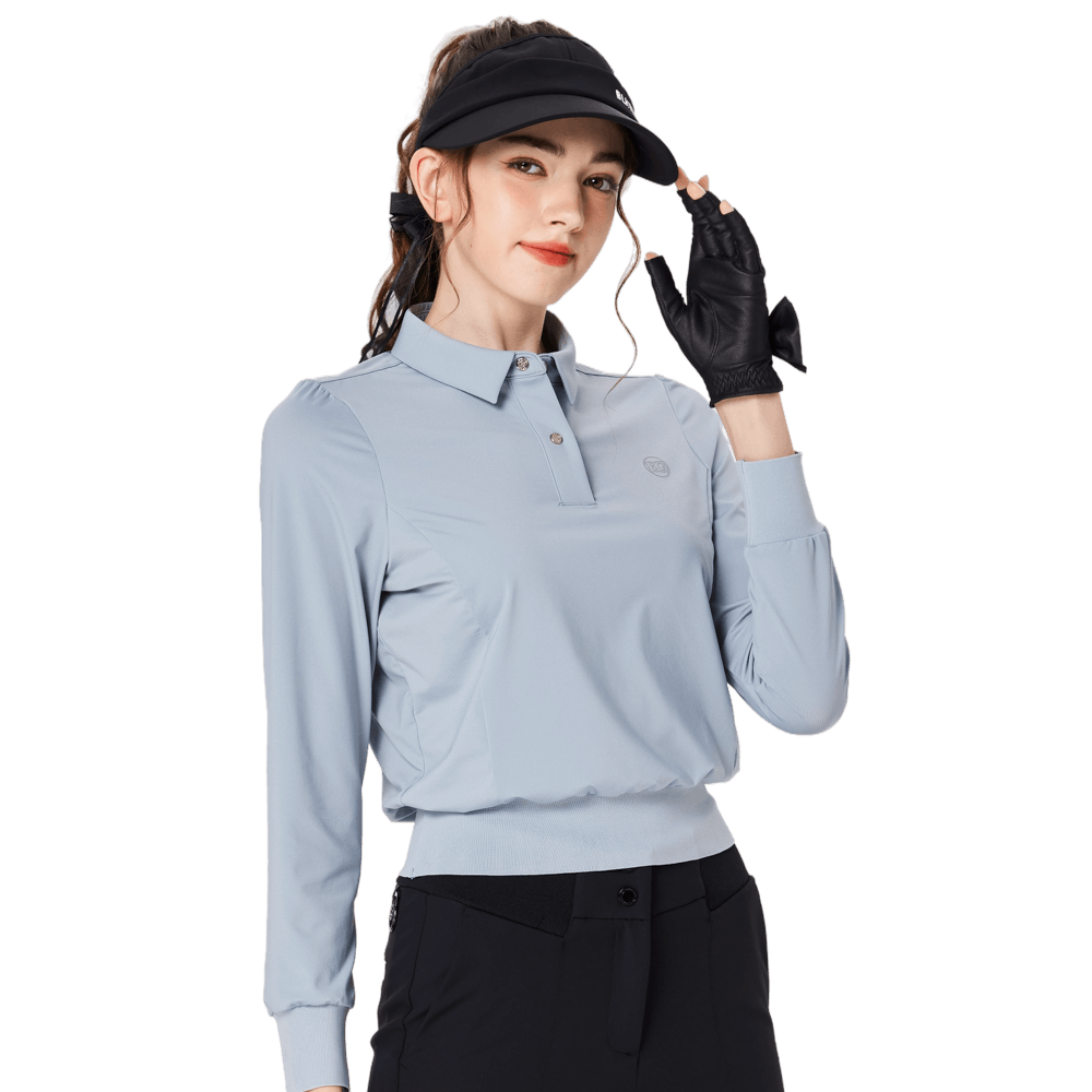 BLKTEE女精品收腰高爾夫長袖(霧霾藍)