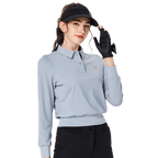 BLKTEE女精品收腰高爾夫長袖(霧霾藍)