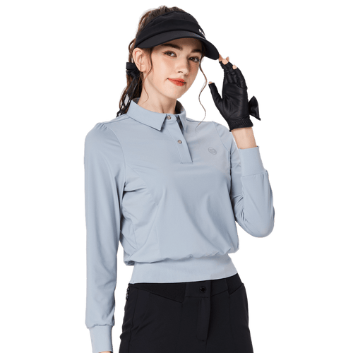 BLKTEE女精品收腰高爾夫長袖(霧霾藍)