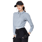 BLKTEE女精品收腰高爾夫長袖(霧霾藍)
