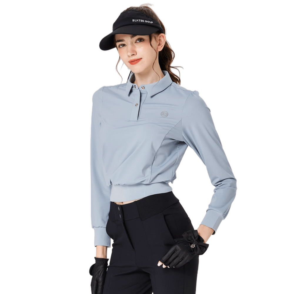 BLKTEE女精品收腰高爾夫長袖(霧霾藍)