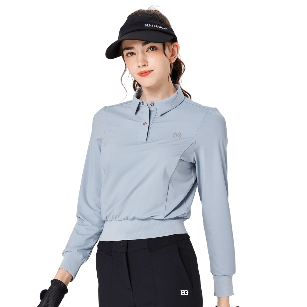 BLKTEE女精品收腰高爾夫長袖(霧霾藍)