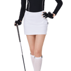 BLKTEE女高爾夫撞色短裙(白色)